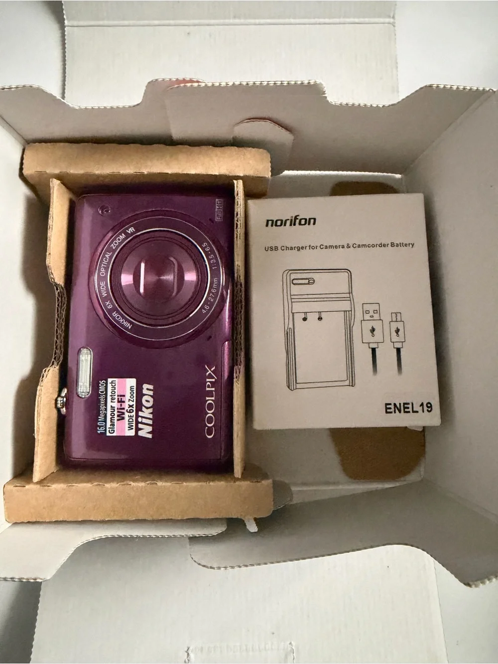 Nikon COOLPIX S5200 16.0MP Digital Camera with 6X NIKKOR Optical Zoom Lens, Plum